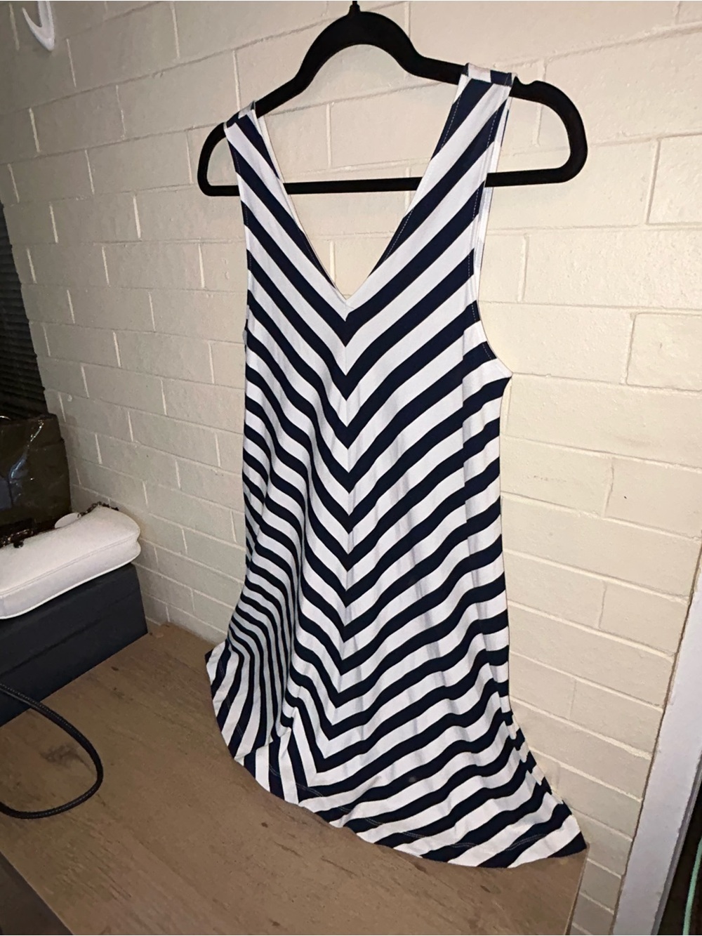 LOFT Striped V-Neck Sleeveless Women's Top - Navy and White